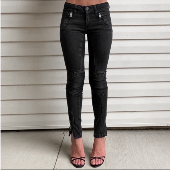 Burberry Brit Anika Skinny Ankle Moto Jeans in black size 27 - Picture 1 of 16